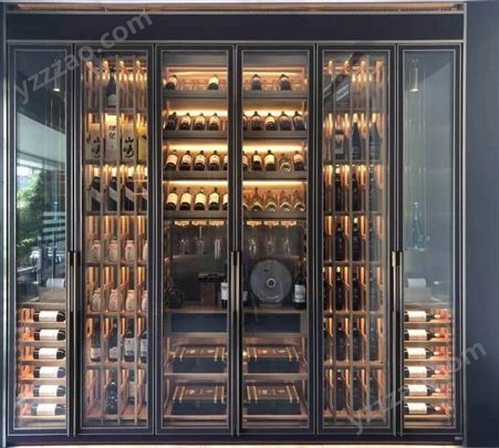柏图斯酒窖 定做不锈钢酒架 酒庄设计 私人别墅恒温酒柜 红酒展示柜子