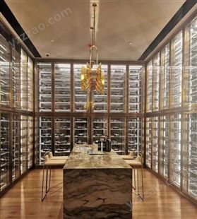 柏图斯酒窖 定做不锈钢酒架 酒庄设计 私人别墅恒温酒柜 红酒展示柜子