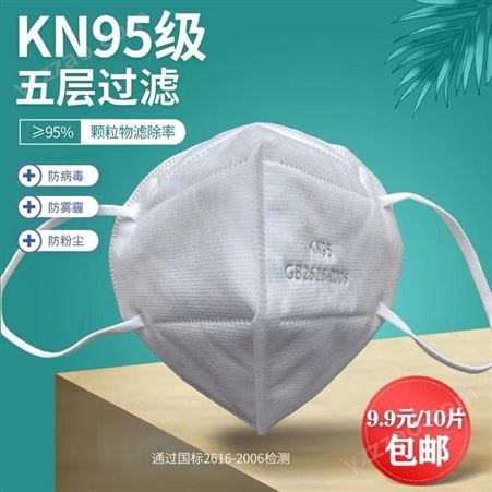 KN95防护立体口罩国产无纺布透气防雾霾PM2.5防粉尘可折叠包邮