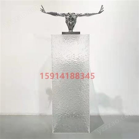 飞剑亚克力雕塑展示底座透明石纹立体盒有机玻璃水纹罩子
