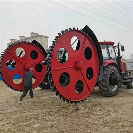 拖拉机牵引挖沟机 混凝土路面圆盘开沟机 大型打沟机 兴农机械