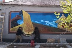 墙体彩绘手绘壁画文化墙油画社区街道学校主题墙面乡村振兴