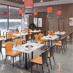 定制大理石火锅桌子商用烤肉店饭馆餐厅实木半圆卡座沙发桌椅组合
