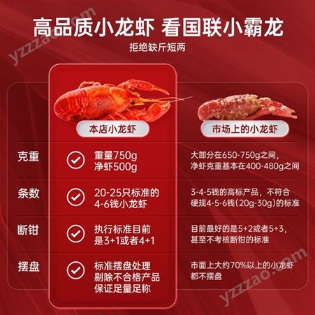 【百亿补贴】国联水产麻辣小龙虾3盒加热20-22只/盒整虾4-6钱700g