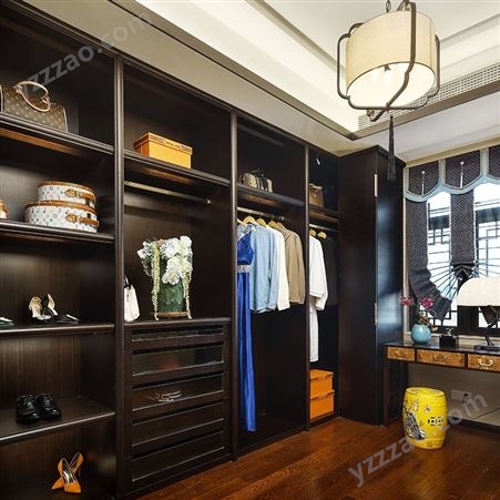中式实木家具衣柜 现代衣帽间定制 卧室柜体全风格一站式设计